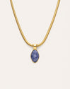 Collar Alma Cianita Acero Baño Oro