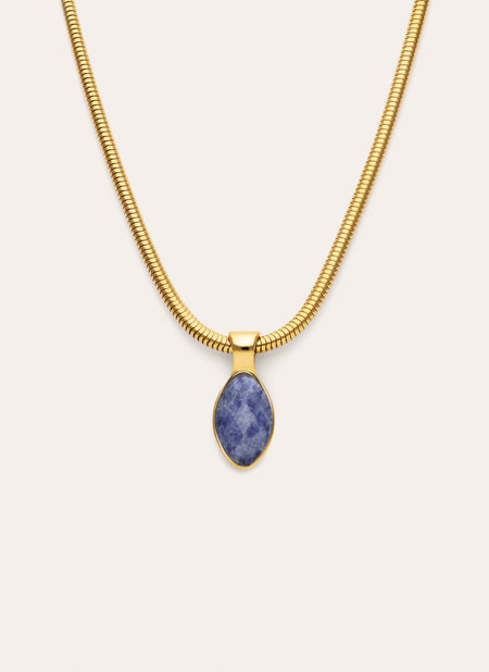 Collar Alma Cianita Acero Baño Oro