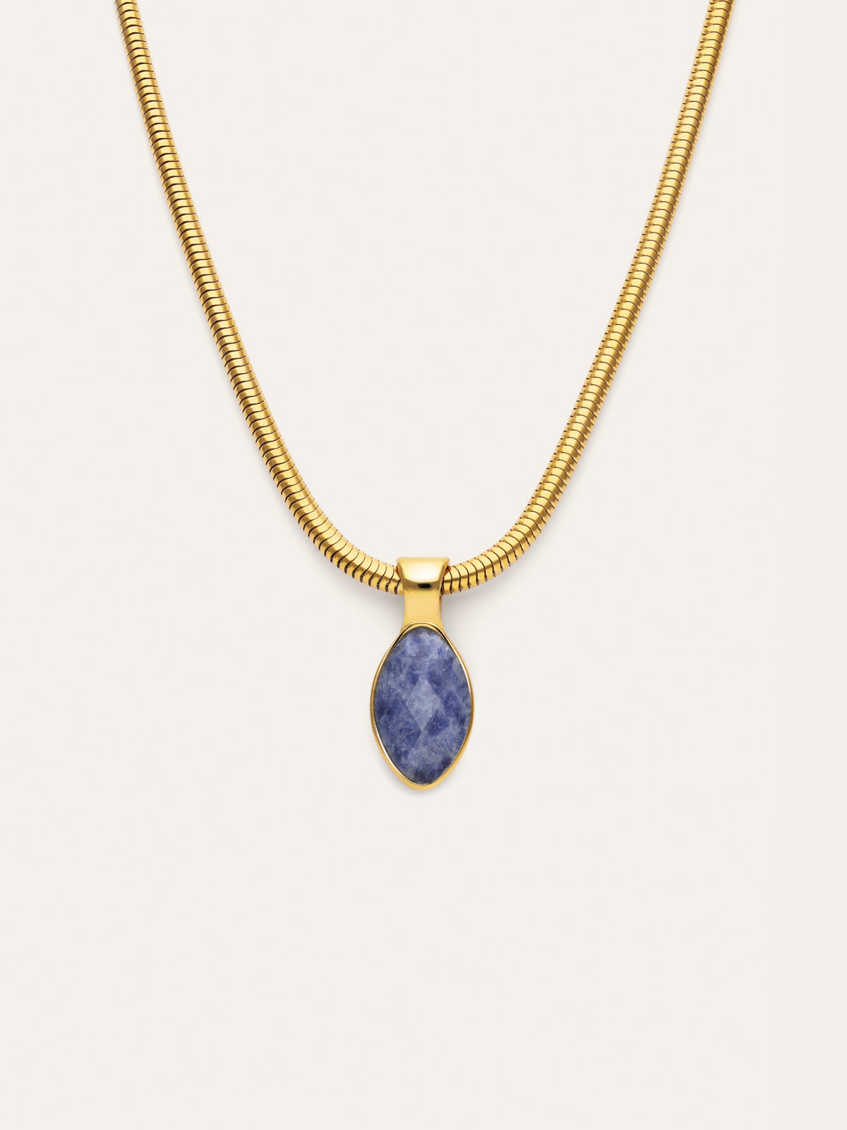 Collar Alma Cianita Acero Baño Oro
