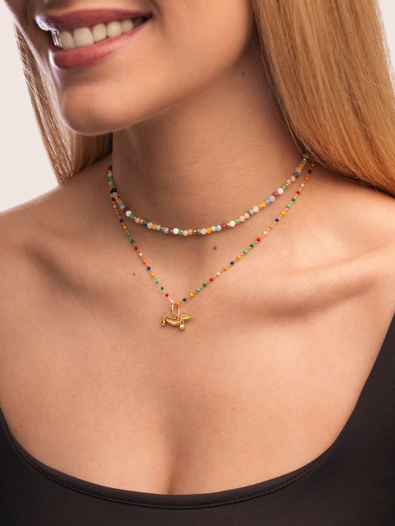 Collier Dots Colors Enamel Argent Plaqué Or
