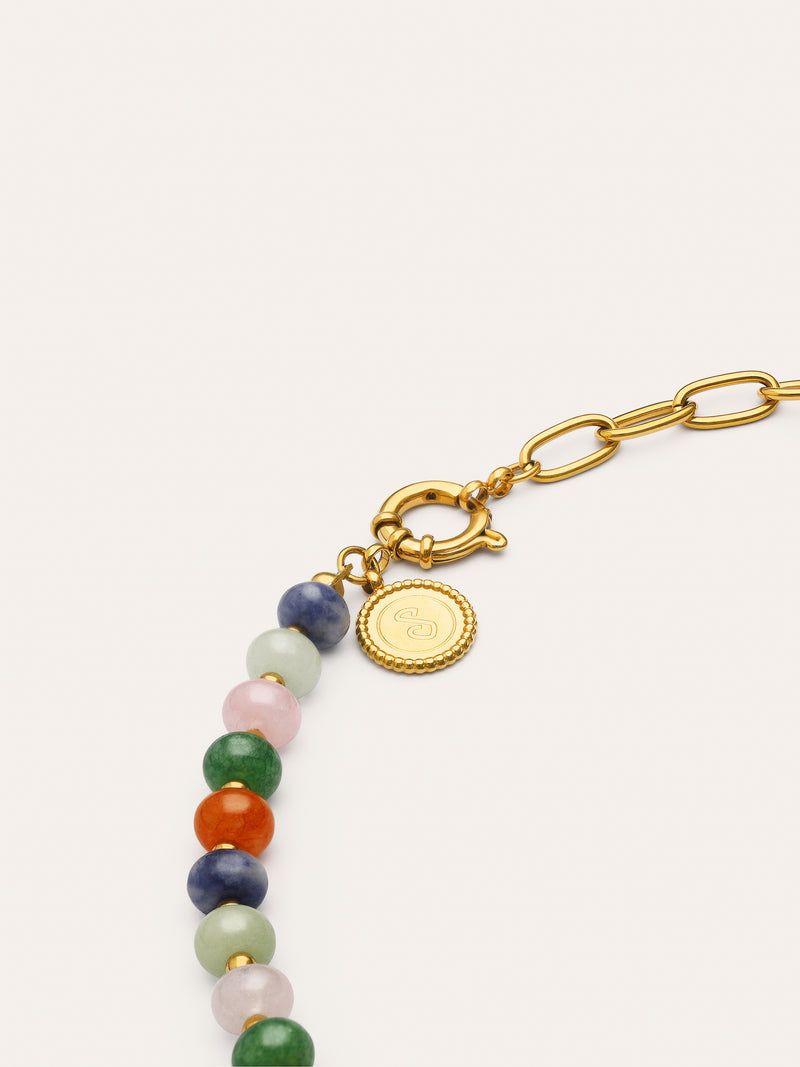 Halskette Alpine Chic Stones Edelstahl mit Goldbeschichtung