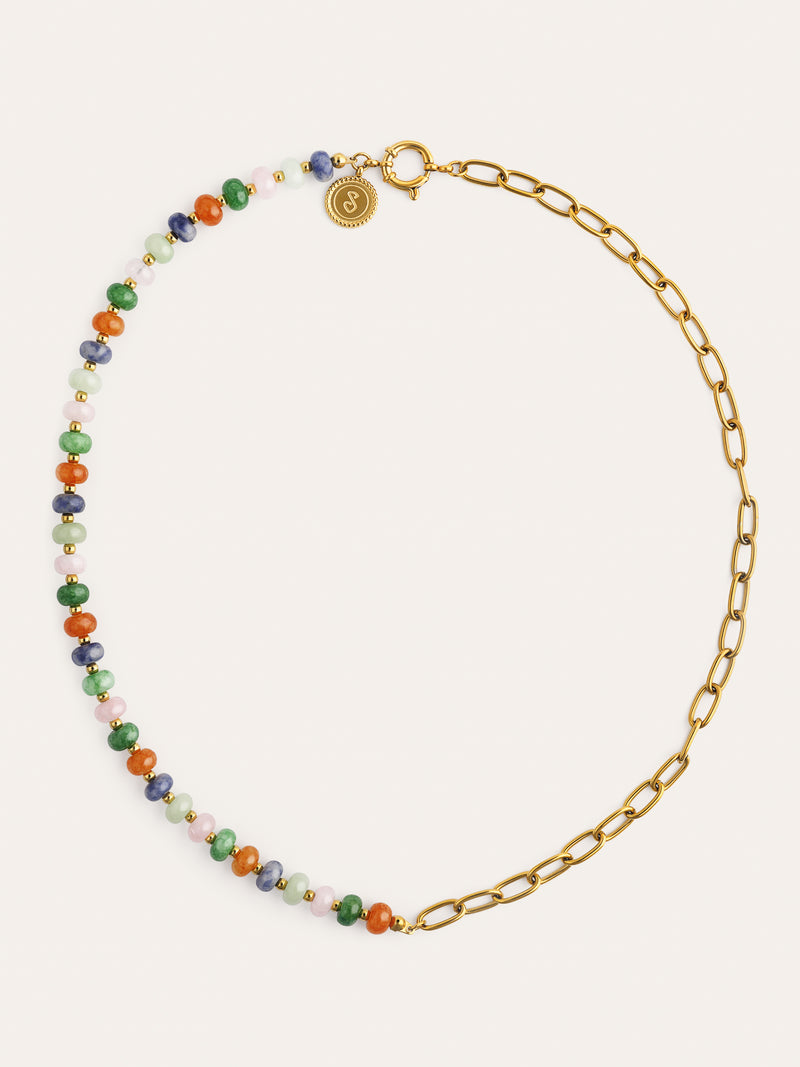 Halskette Alpine Chic Stones Edelstahl mit Goldbeschichtung