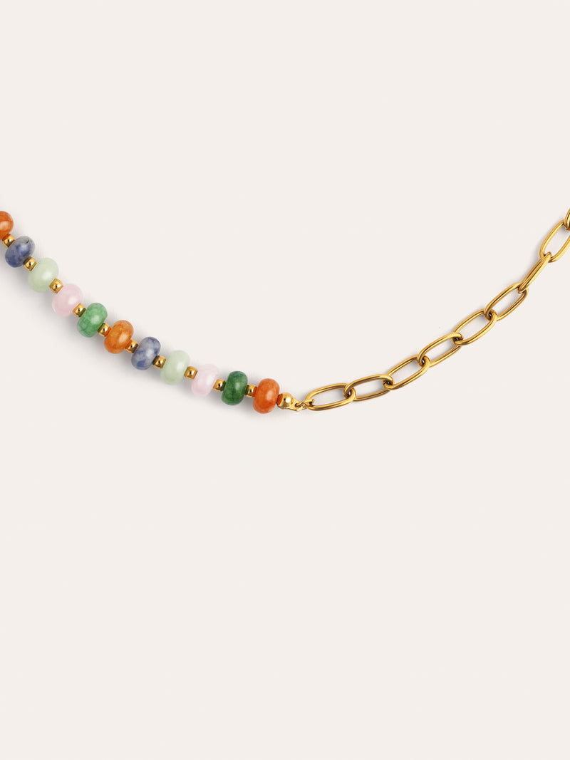 Halskette Alpine Chic Stones Edelstahl mit Goldbeschichtung