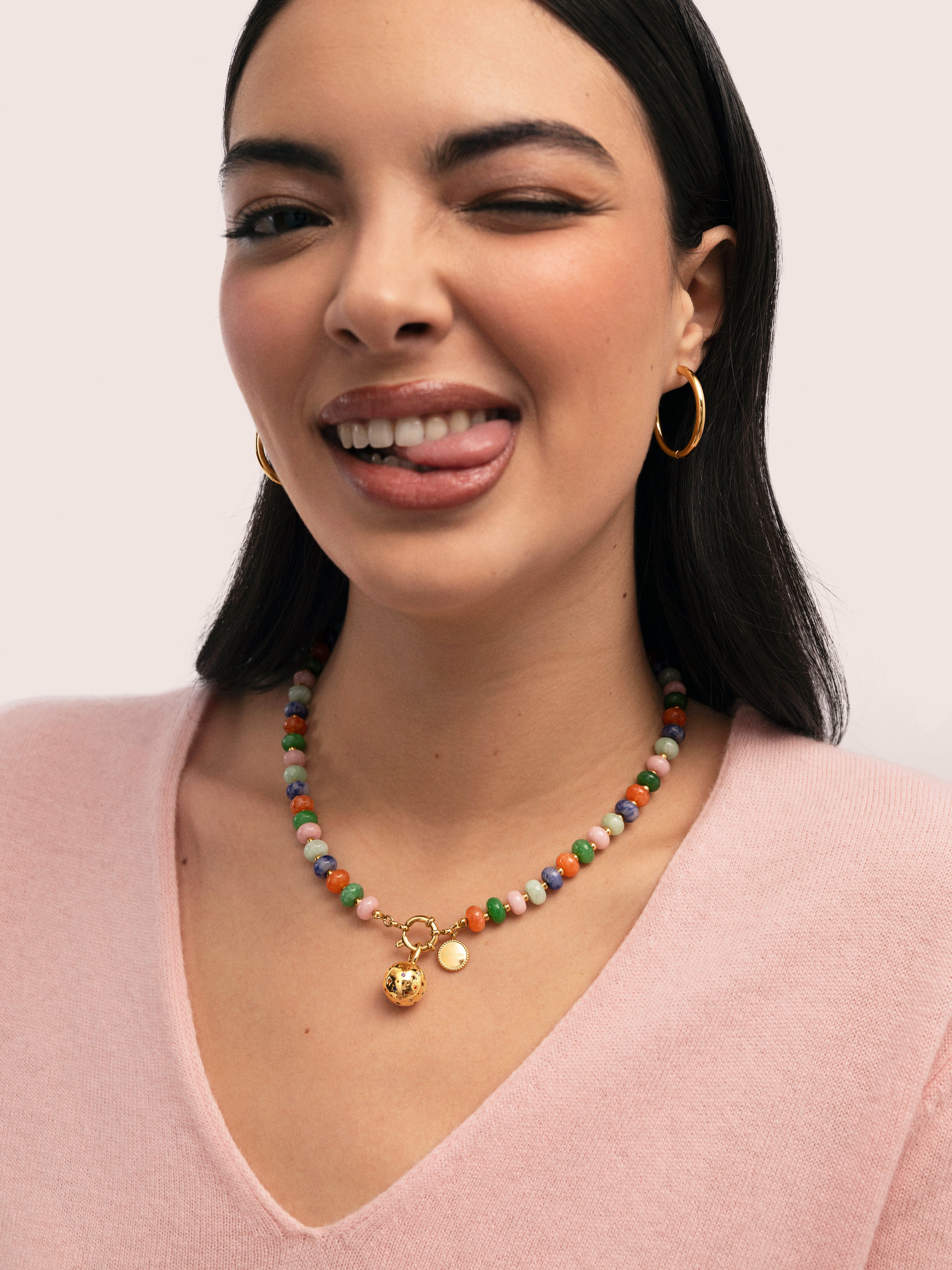 Collar Alpine Stones Acero Baño Oro