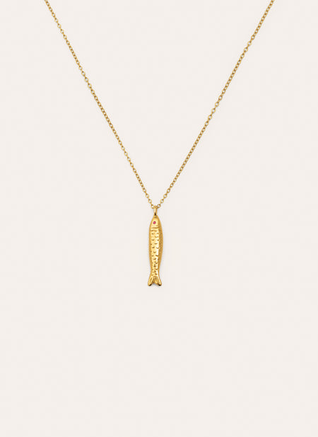 Collar Aqua Fish Acero Baño Oro