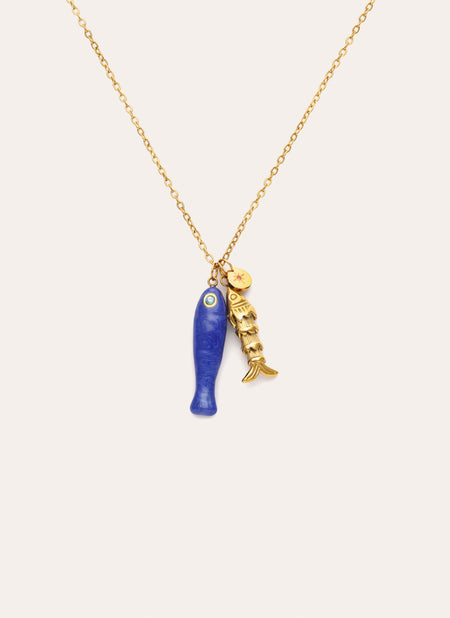 Collier Aquario Acier Plaqué Or