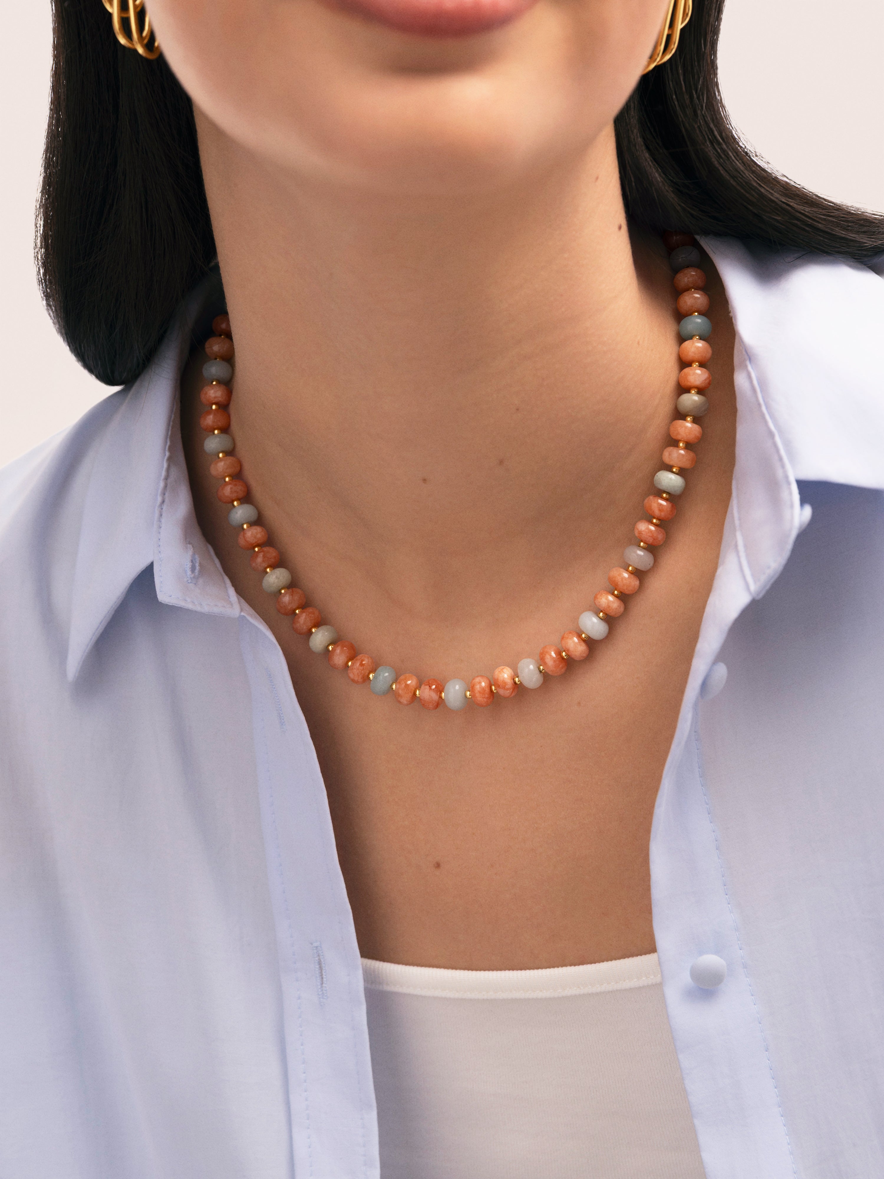 Collar Ámbar Stones Acero Baño Oro