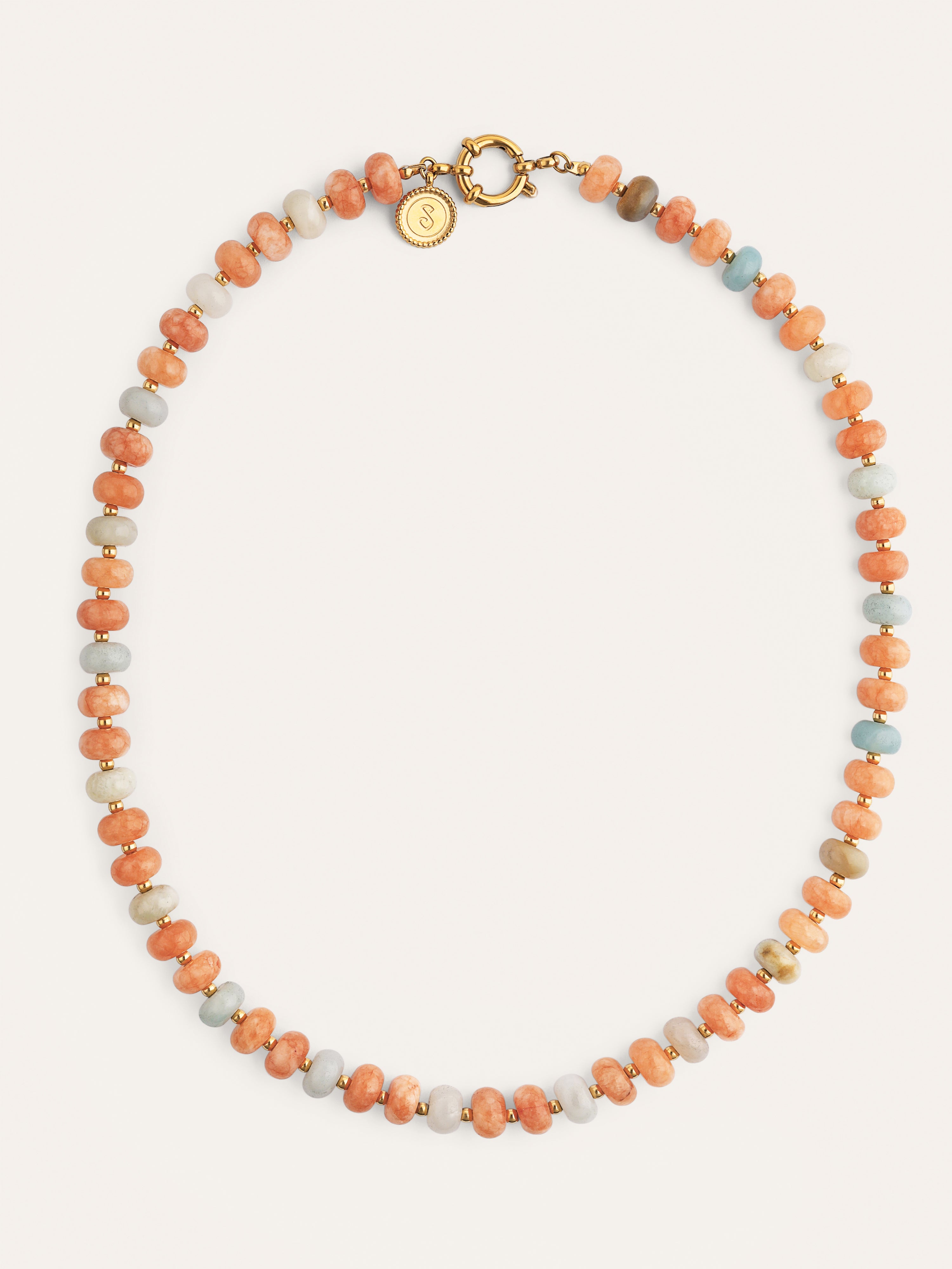 Collar Ámbar Stones Acero Baño Oro