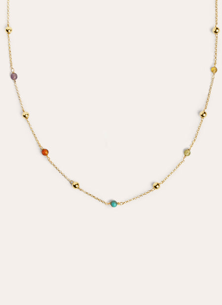 Collar Bahía Dots Colors Plata Baño Oro
