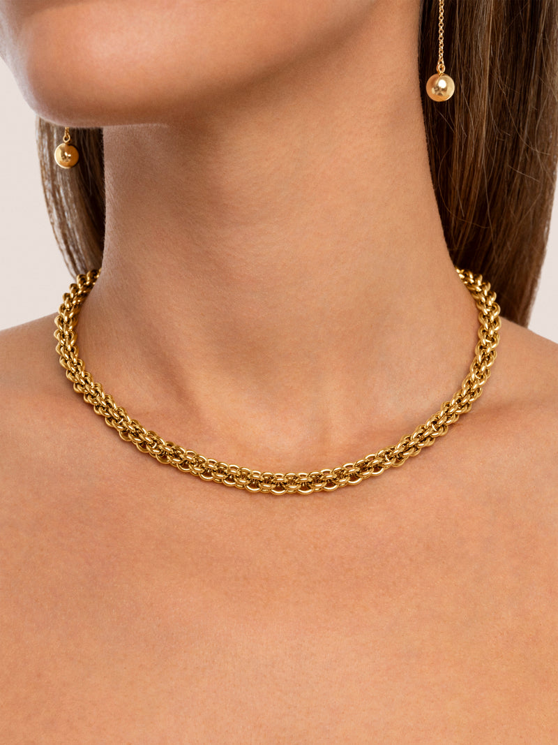 Collier Big Rope Acier Plaqué Or