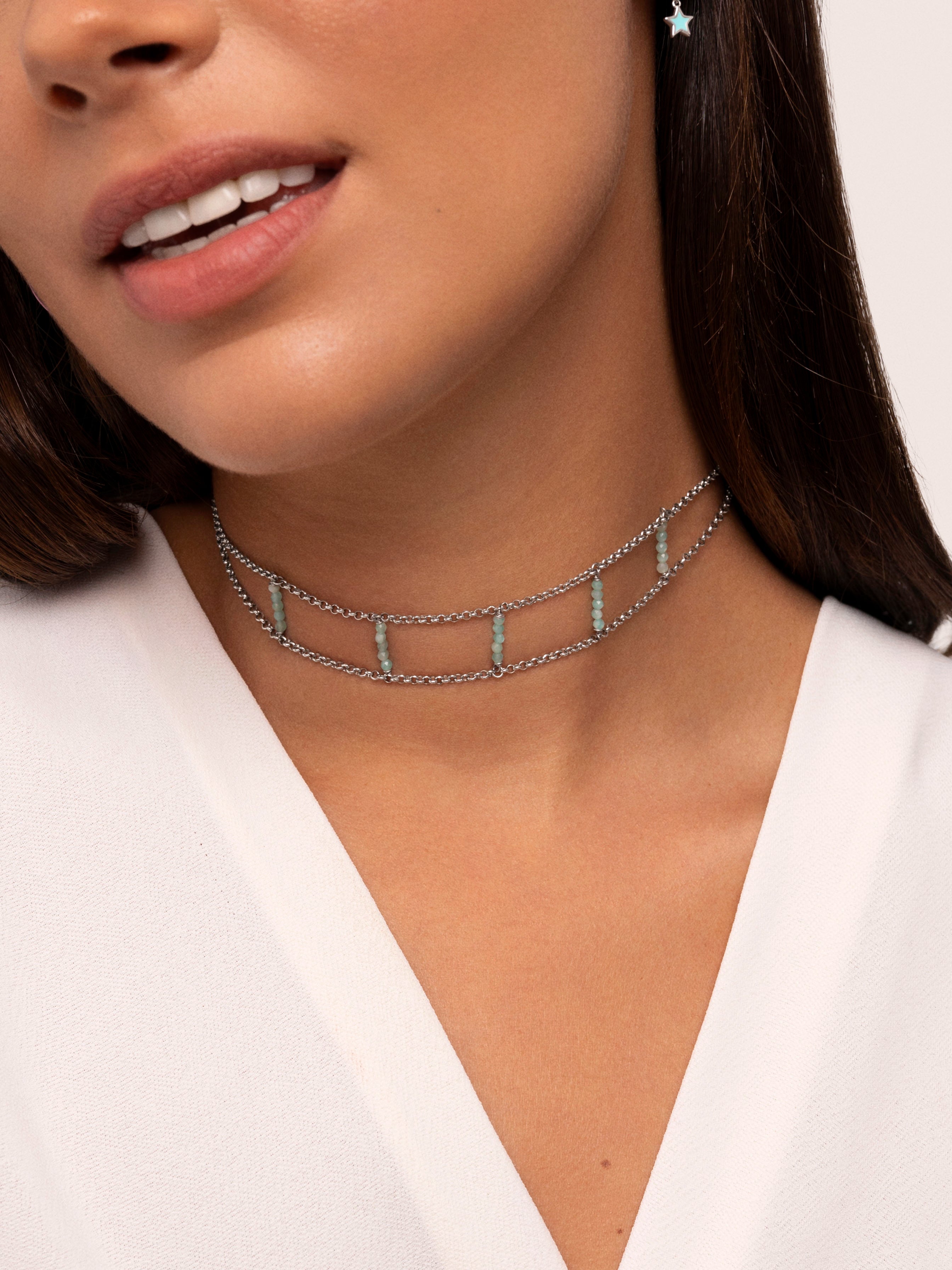 Choker Blue Habana Acero