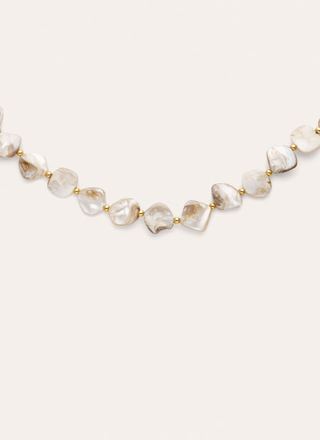 Collier Capri Nacre Acier Plaqué Or