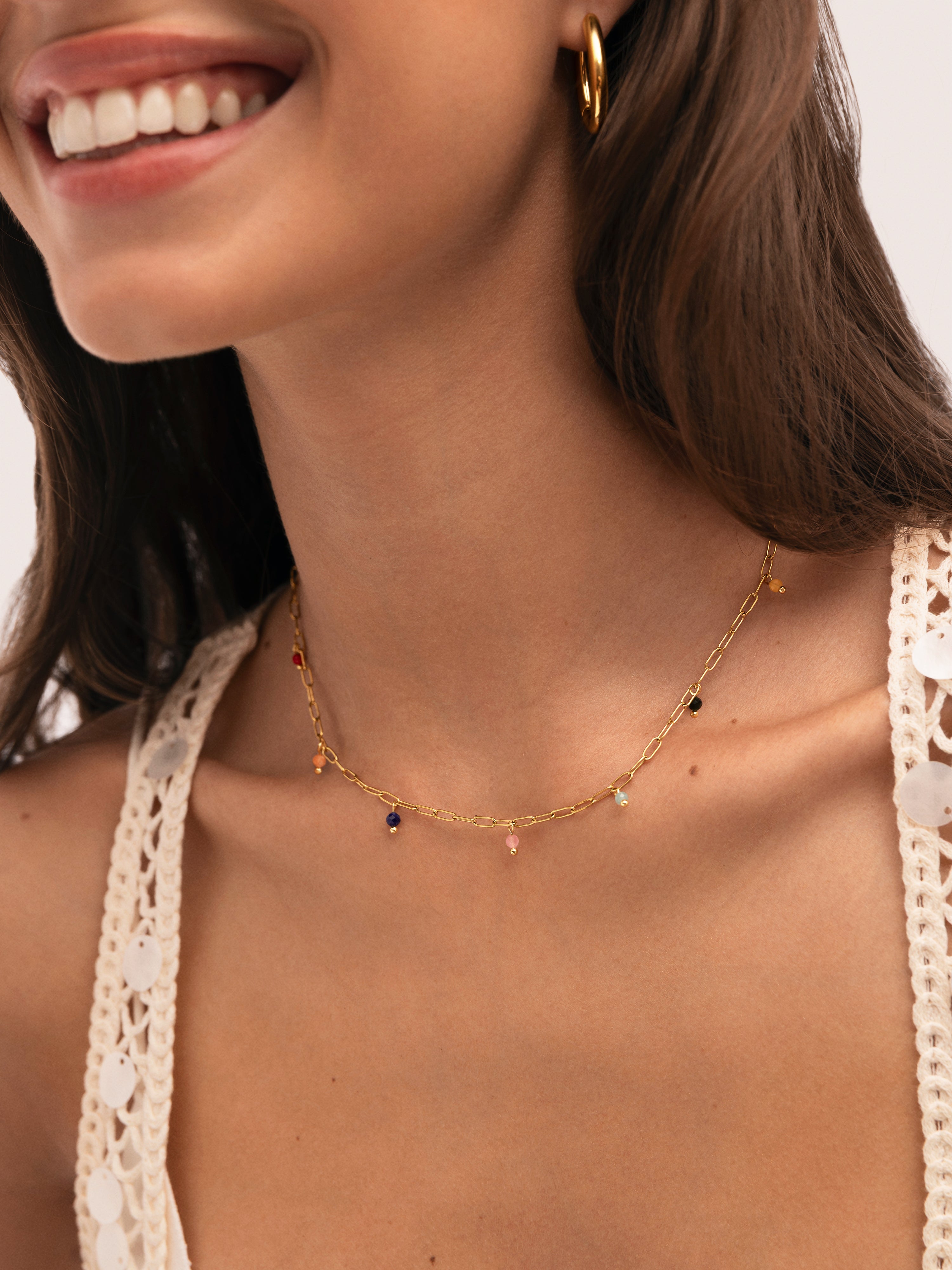 Ketting Chic Dancing Stones Staal Verguld in Goud