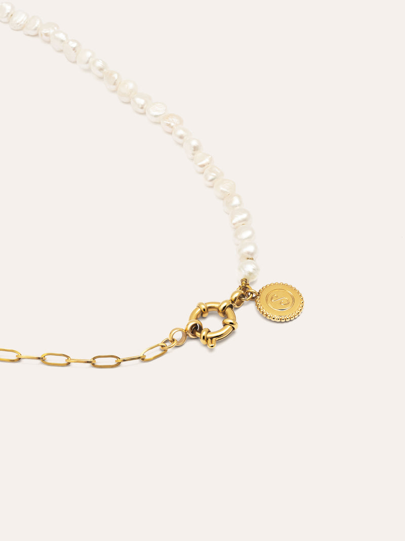 Colar Chic Pearl Aço Banho de Ouro