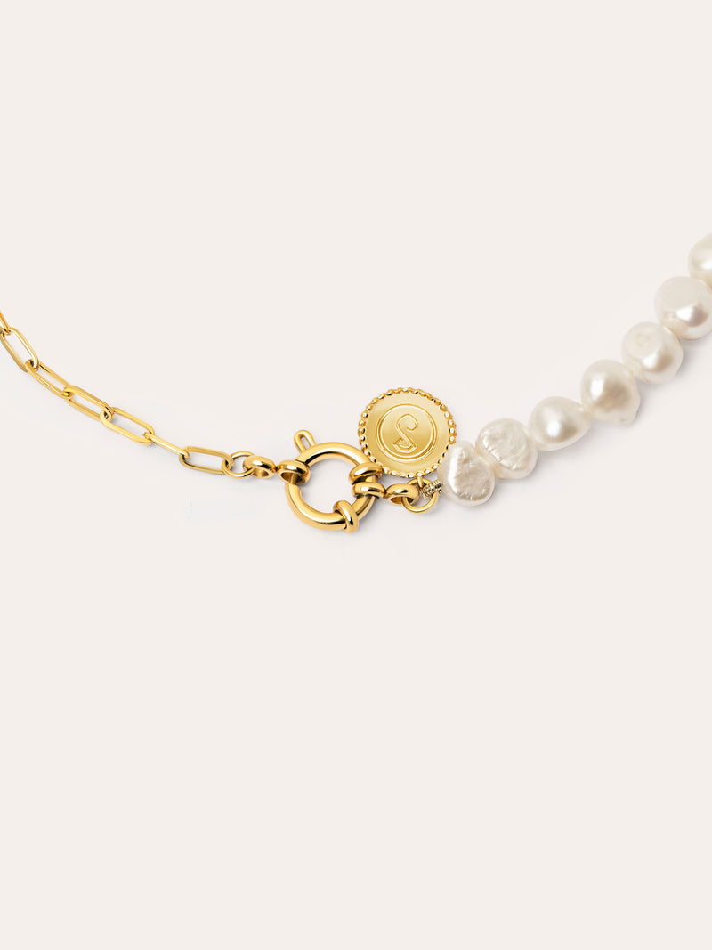 Colar Chic Pearl Aço Banho de Ouro