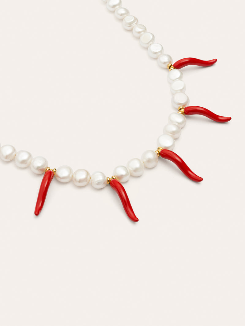 Chili Pearl Halskette Edelstahl, vergoldet