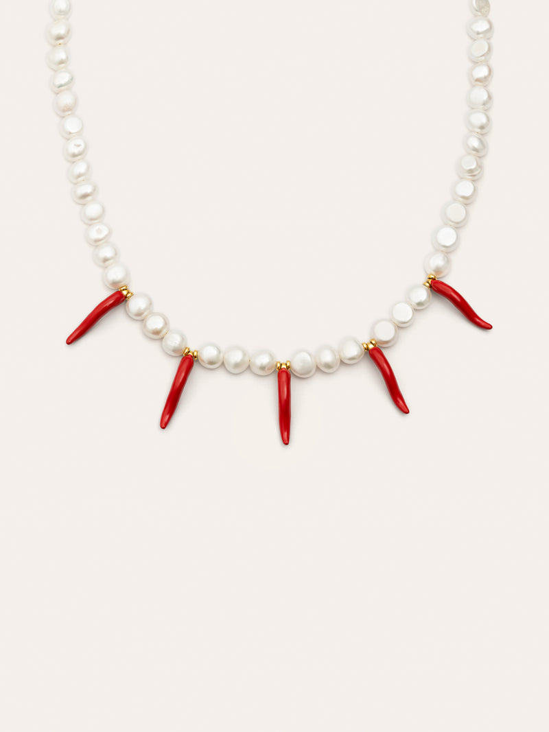 Chili Pearl Halskette Edelstahl, vergoldet