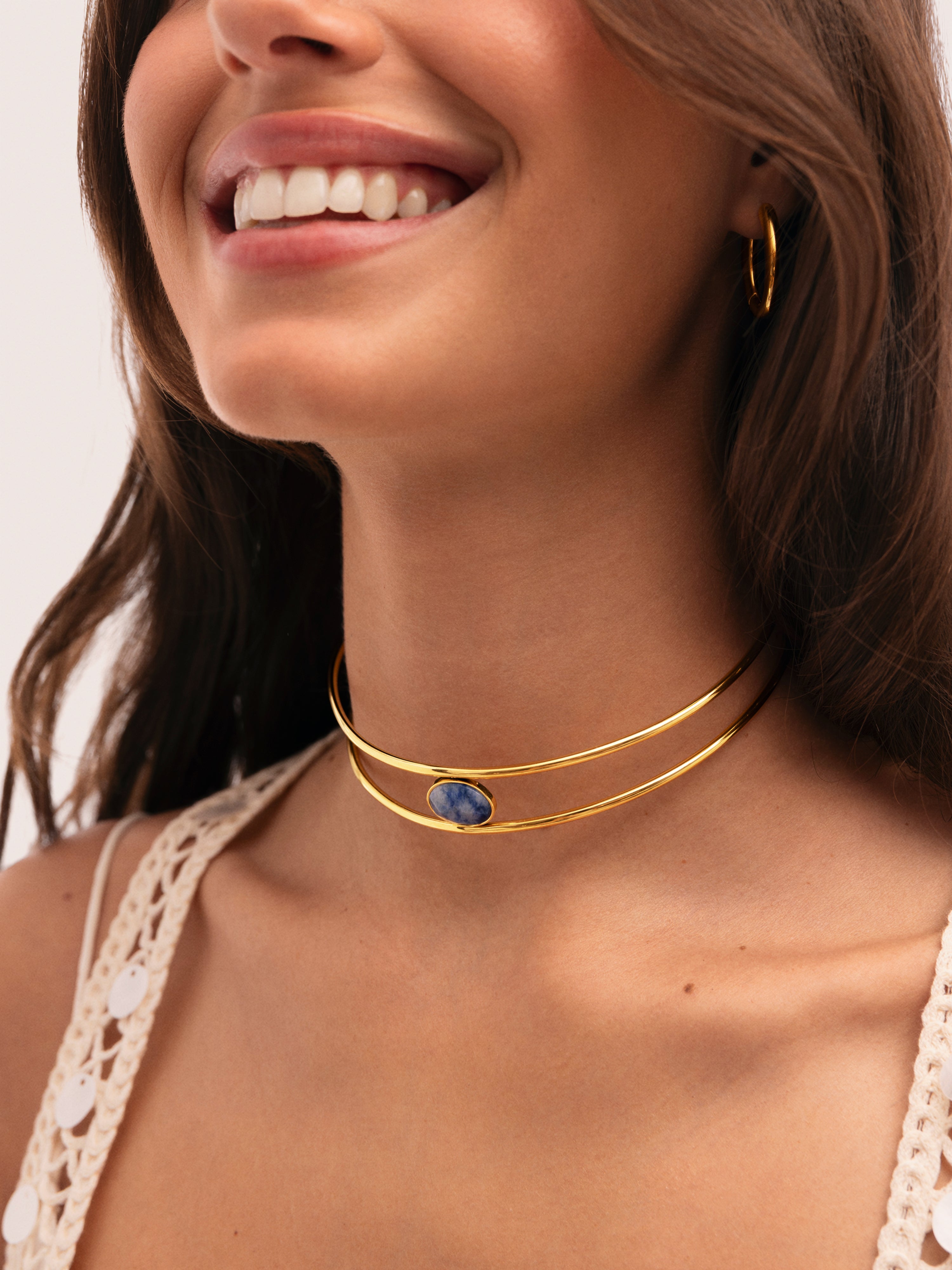 Kyanite Steel Gold-Plated Choker