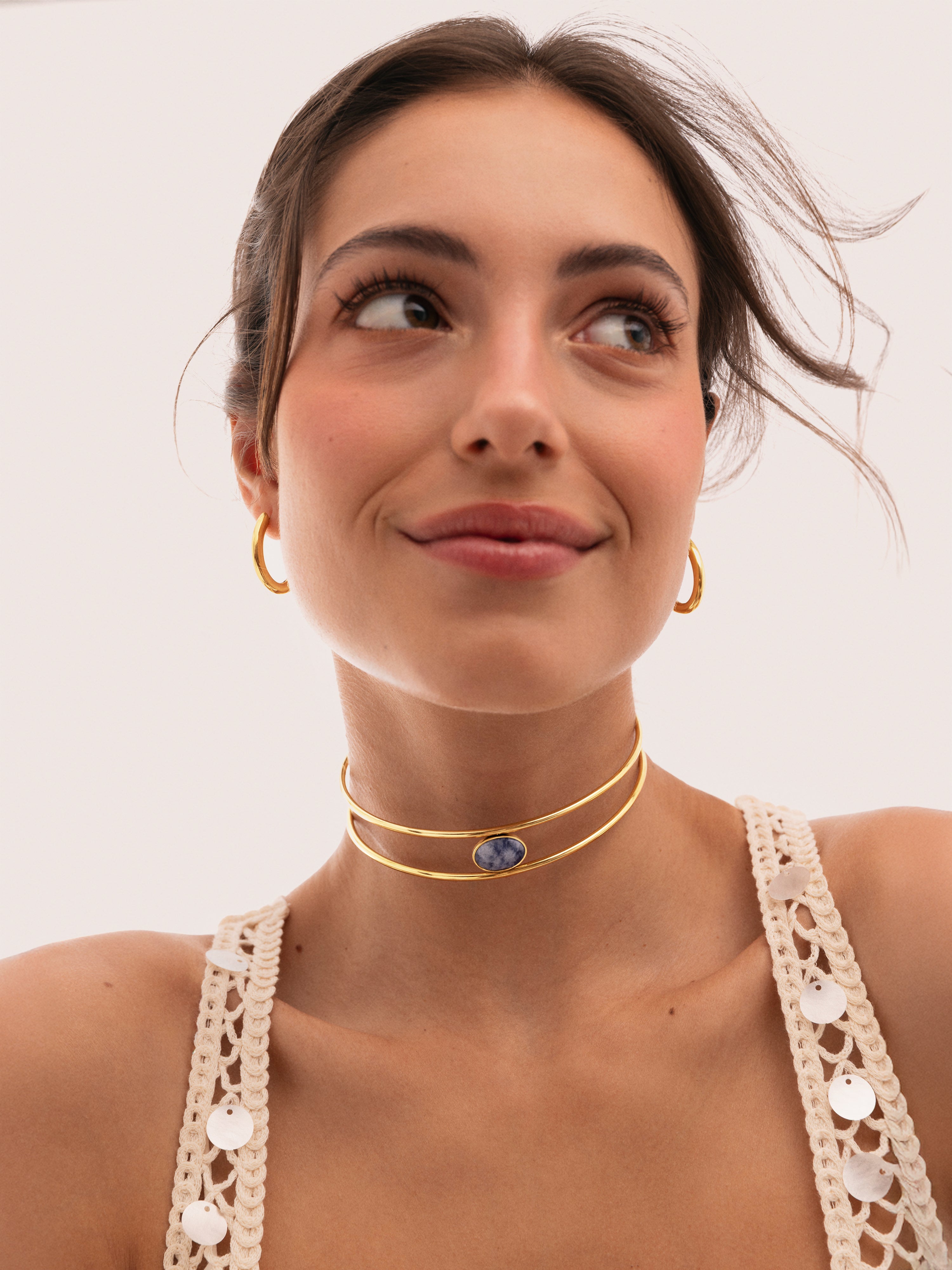 Kyanite Steel Gold-Plated Choker