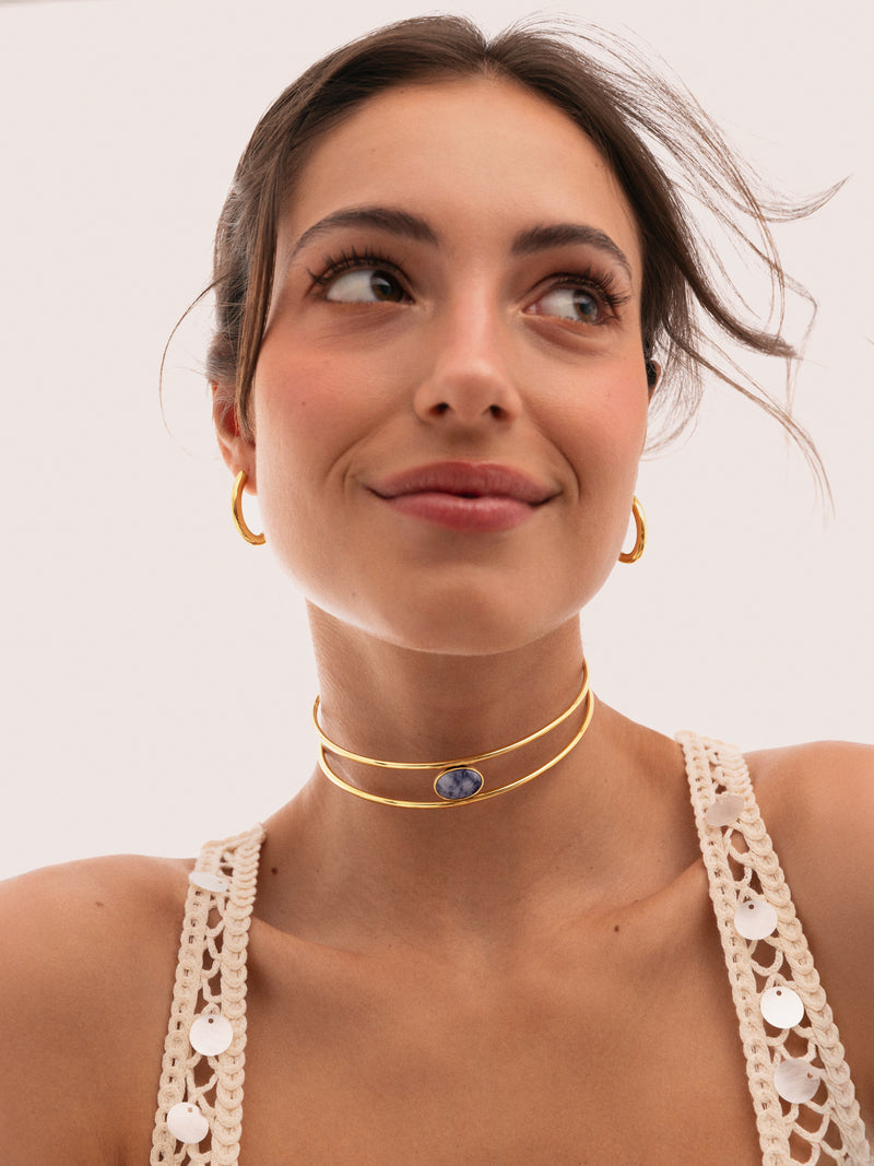 Kyanite Steel Gold-Plated Choker