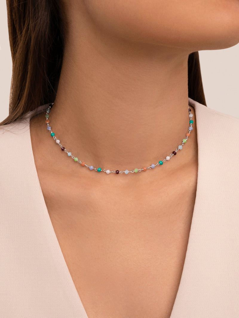 Ketting Crystals Colors Zilver