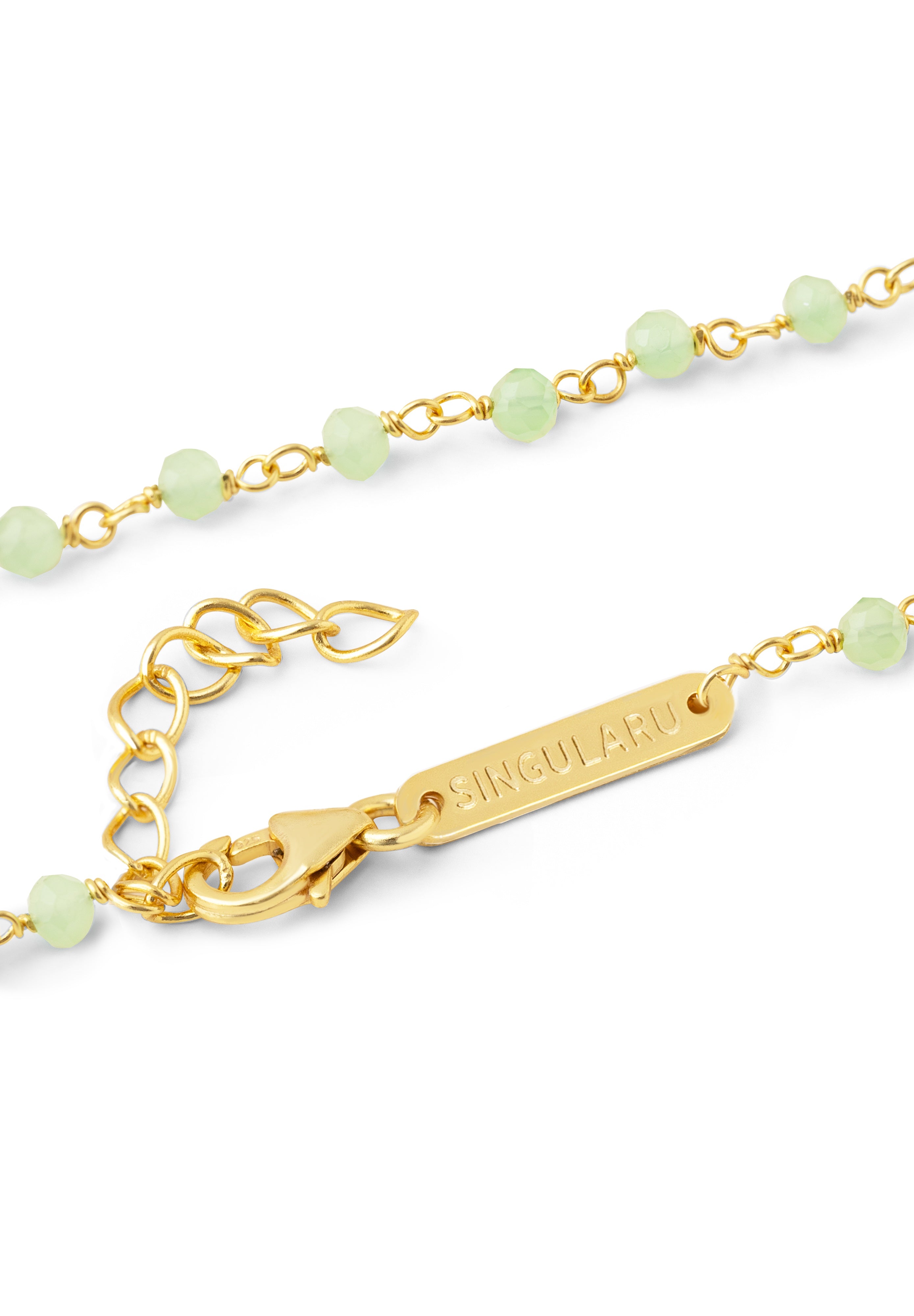 Collar Crystals Jade Plata Baño Oro