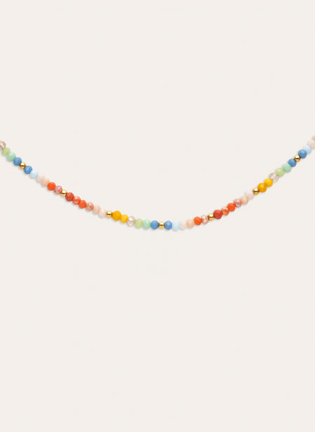 Collier Crystals Pastel Acier Plaqué Or