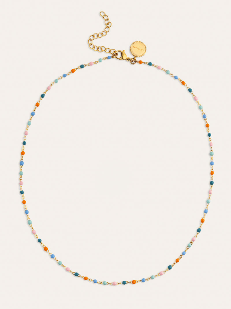 Collier Dots Alpine Enamel Acier Plaqué Or