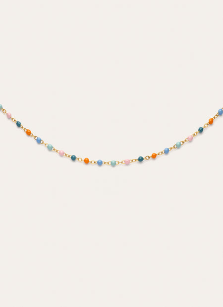 Collier Dots Alpine Enamel Acier Plaqué Or