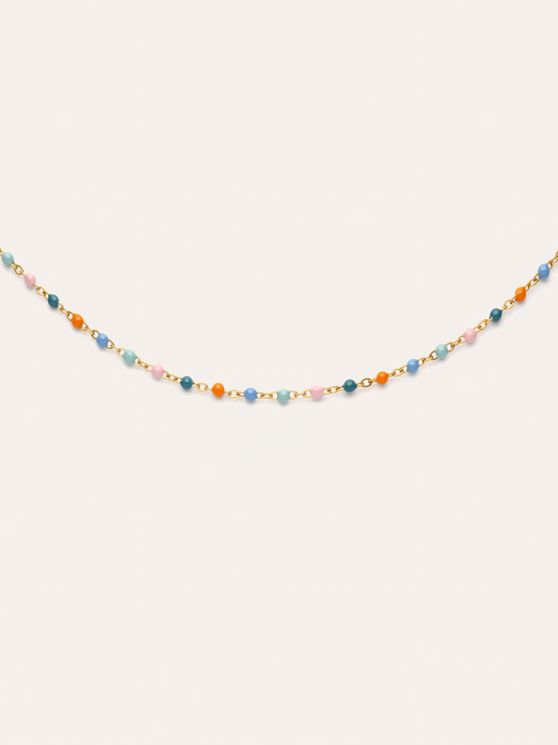 Collier Dots Alpine Enamel Acier Plaqué Or