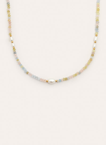 Daphne Pearls Stainless Steel Gold Necklace 