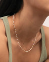 Collier Dots Enamel Blanc Acier Plaqué Or