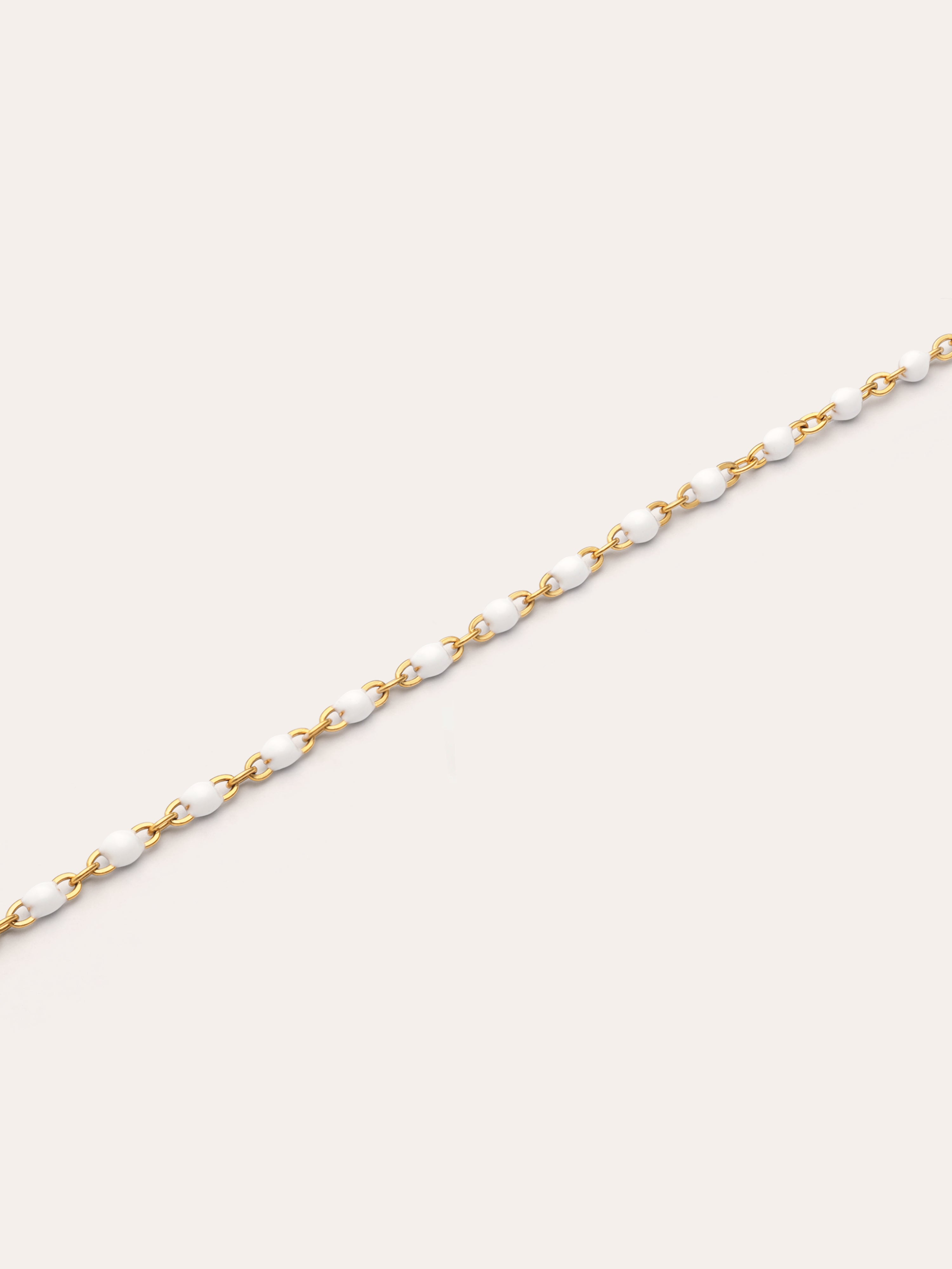 Collier Dots Enamel Blanc Acier Plaqué Or