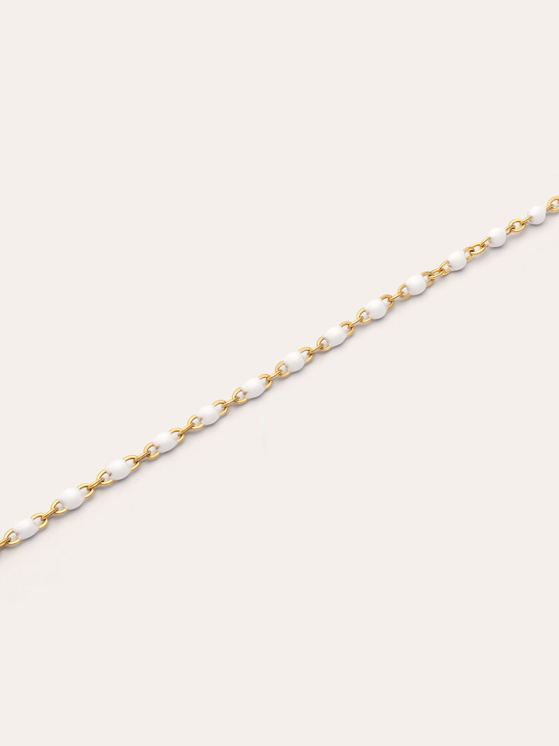 Collier Dots Enamel Blanc Acier Plaqué Or