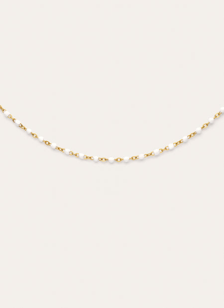 Collar Dots Enamel Blanco Acero Baño Oro