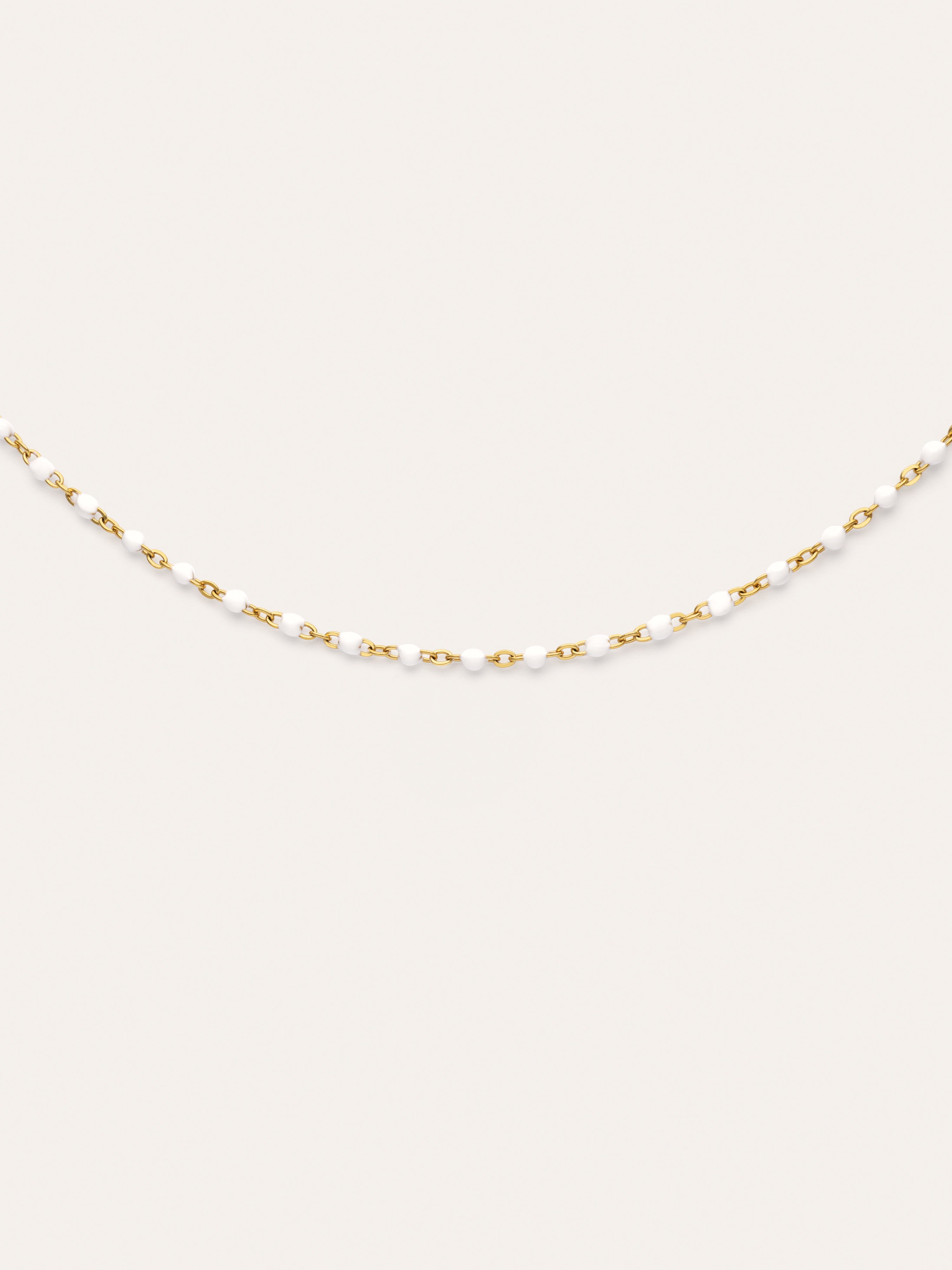 Collier Dots Enamel Blanc Acier Plaqué Or