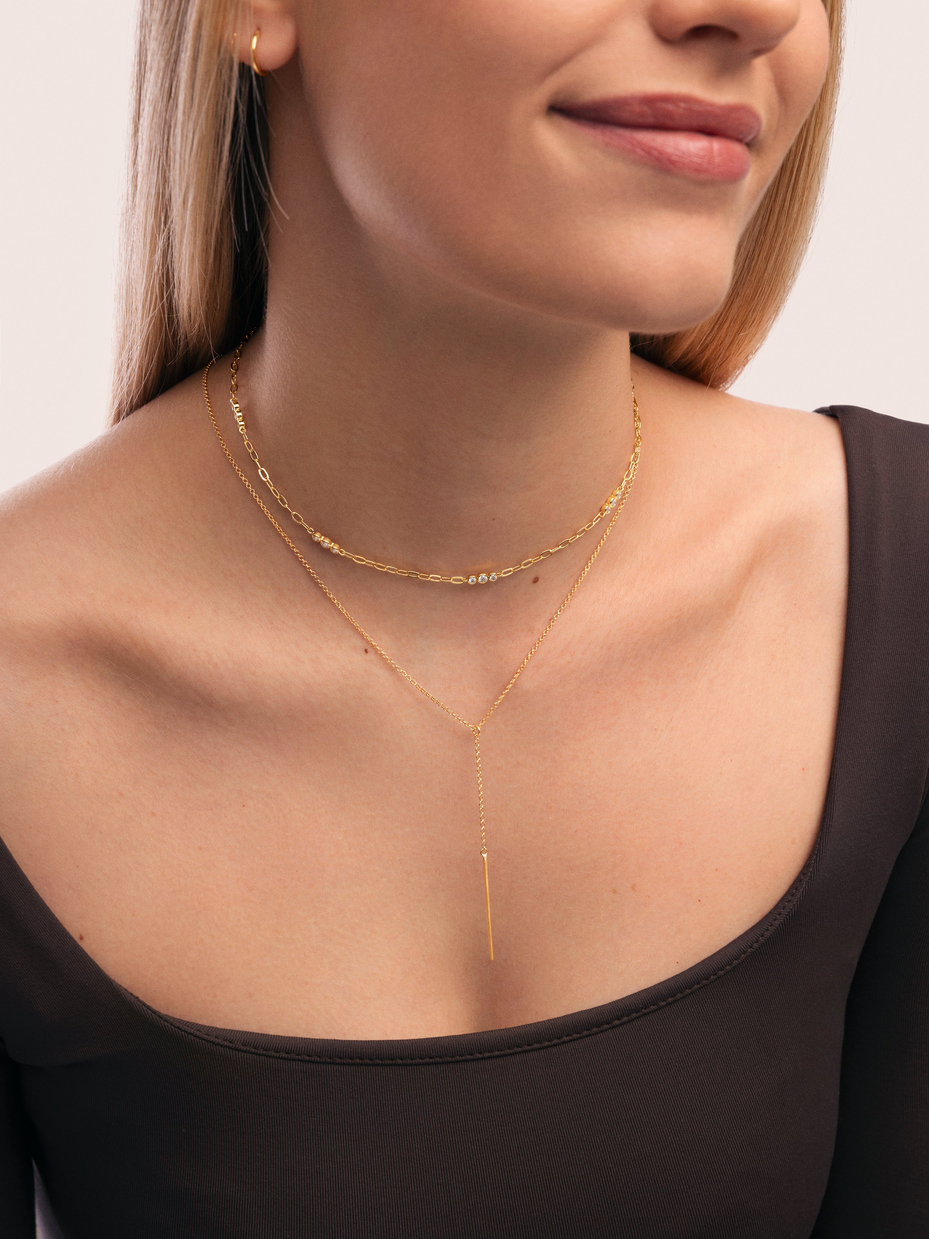 Y Stick Gold Necklace