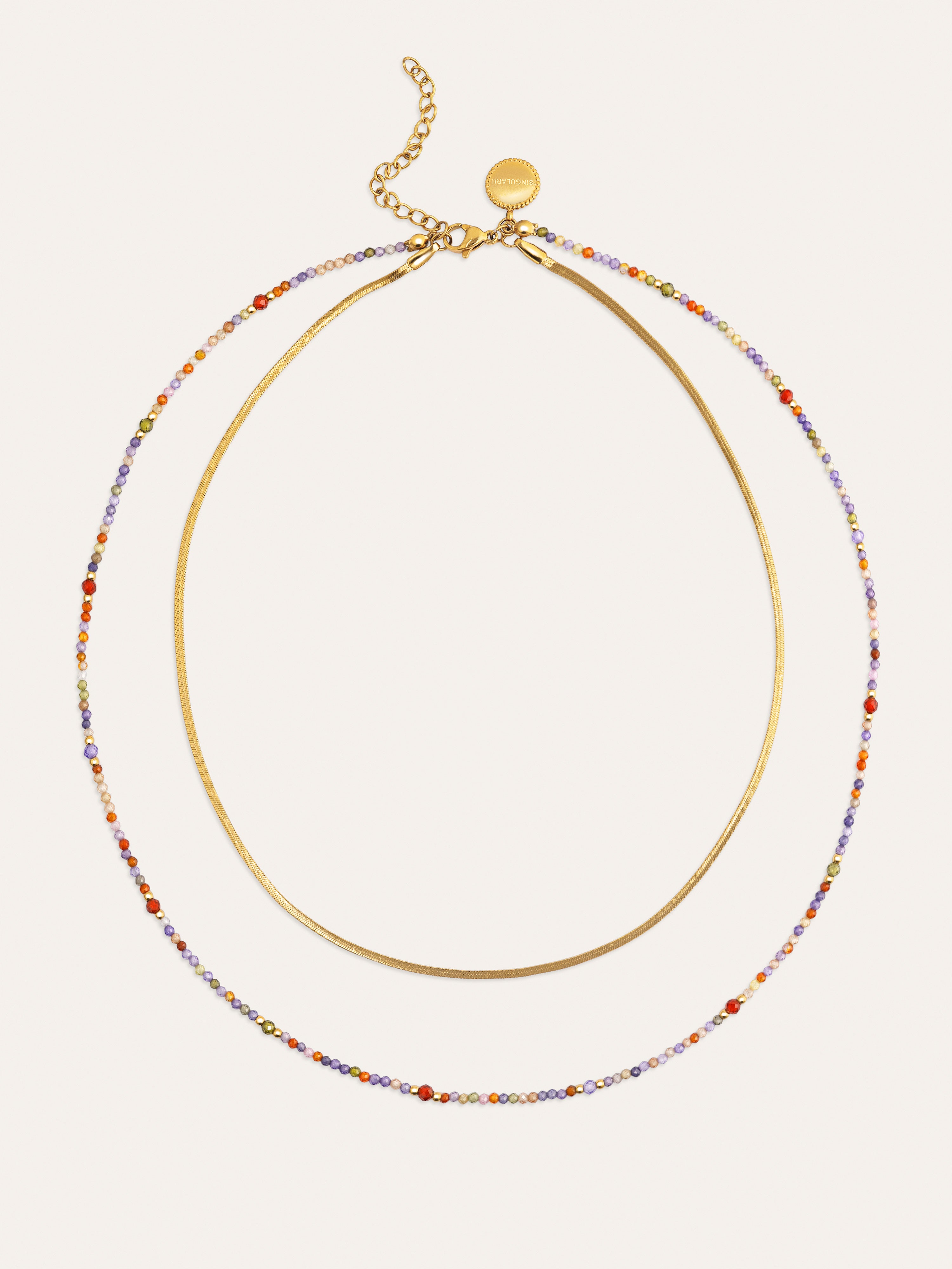 Collar Doble Crystals Lisse Acero Baño Oro