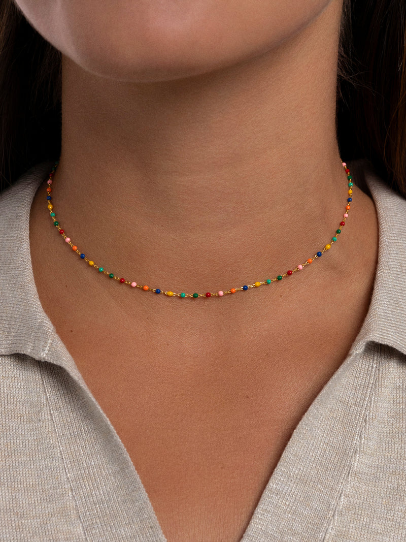 Collier Dots Colors Enamel Argent Plaqué Or