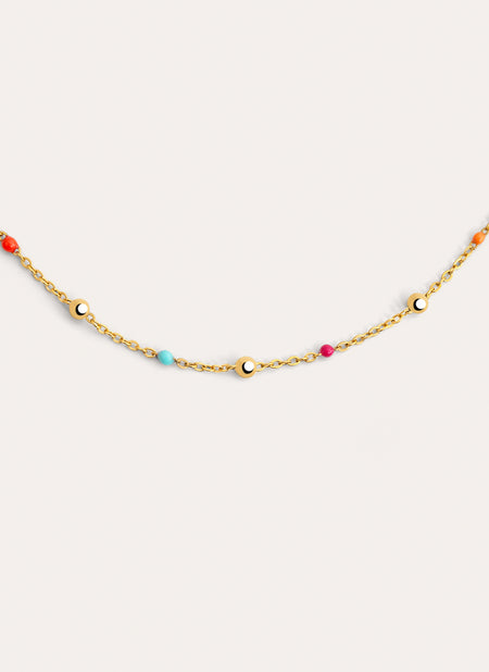 Collier Dots L Colors Enamel Acier Plaqué Or