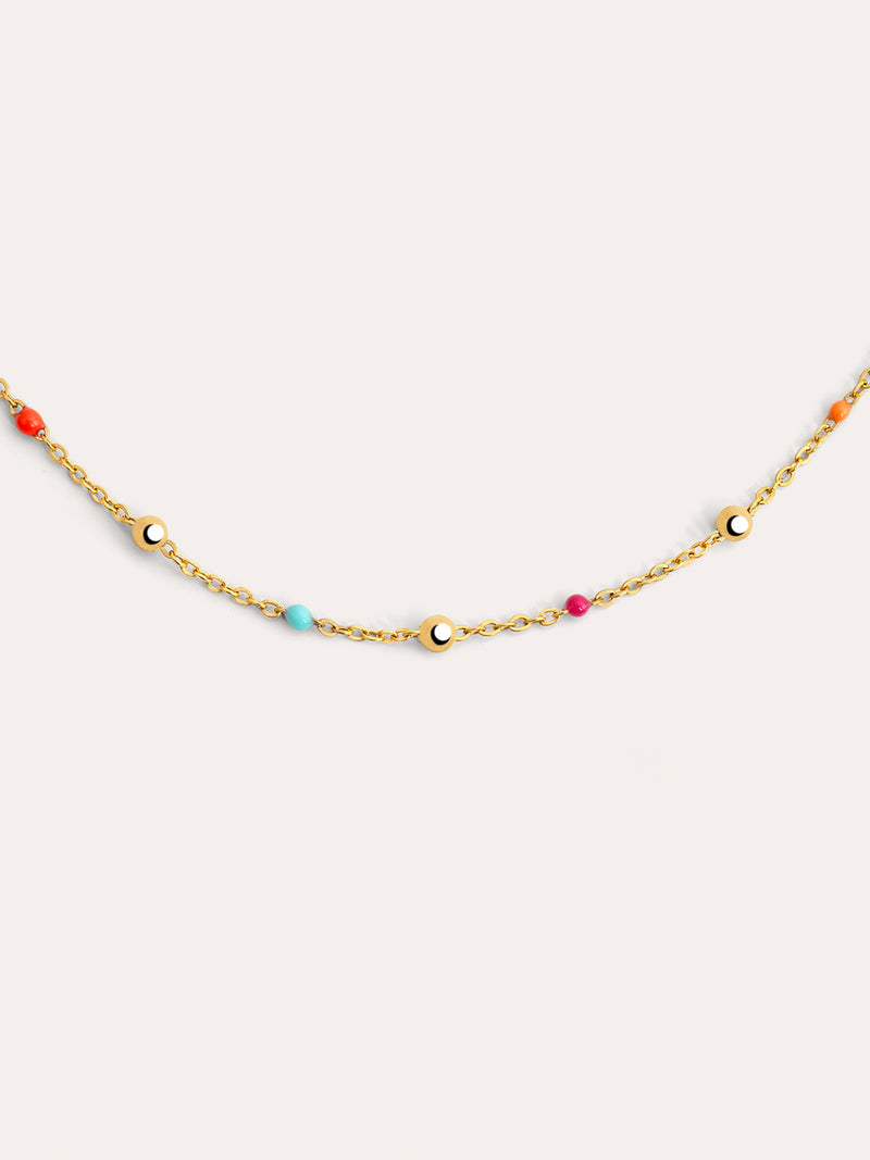 Collier Dots L Colors Enamel Acier Plaqué Or