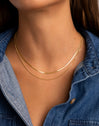 Double Lisse Tail Stainless Steel Gold Necklace