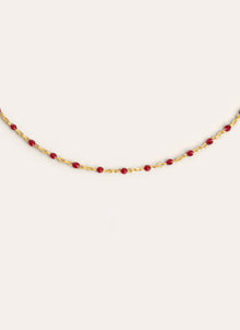 Dots Red Enamel Gold Necklace
