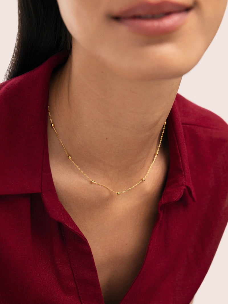 Collier Dots L Acier Plaqué Or