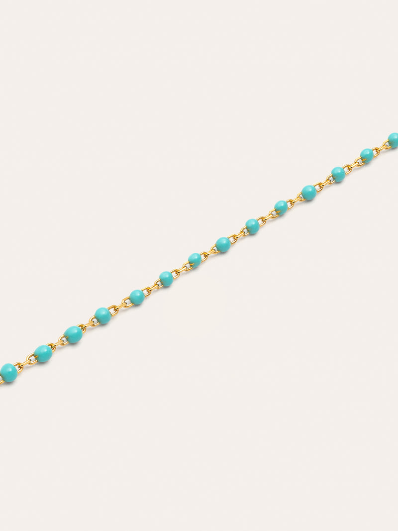 Colar Dots Turquoise Enamel Prata Banho de Ouro