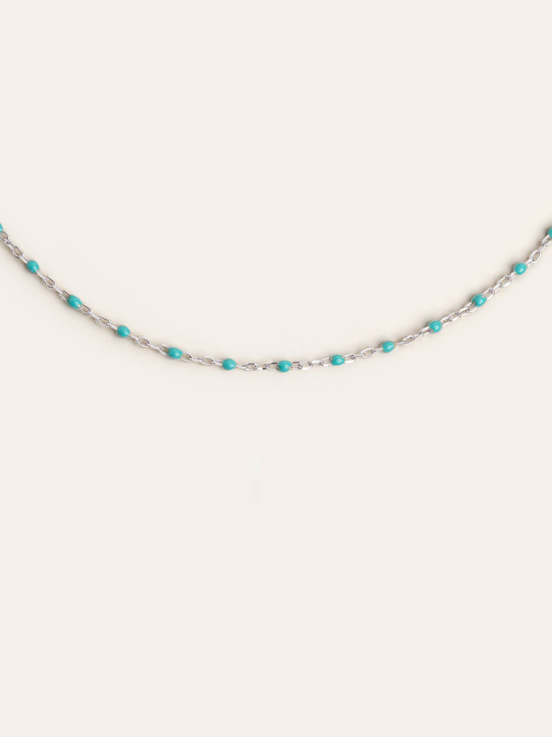 Colar Dots Turquoise Enamel Prata