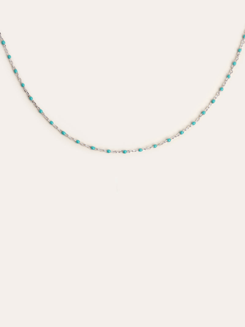 Colar Dots Turquoise Enamel Prata