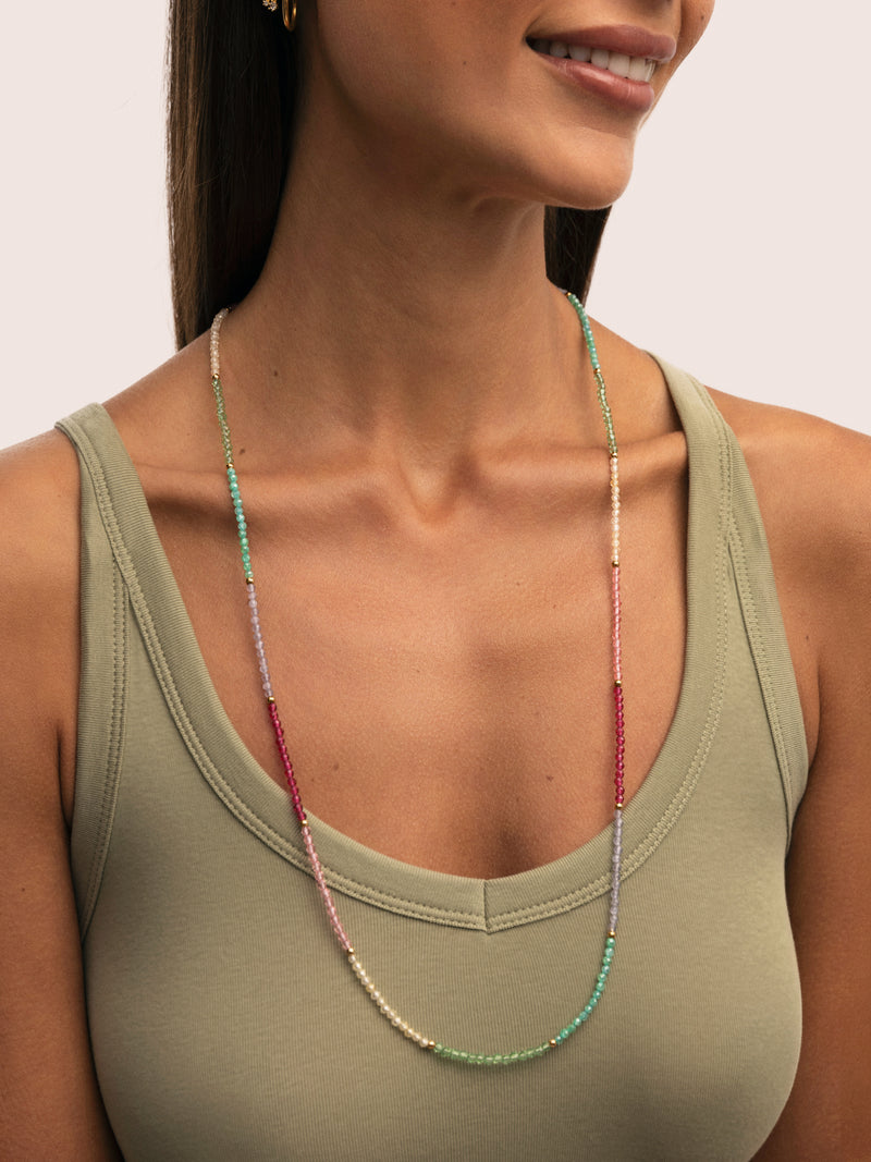 Collier Dye Dots Pastel Acier Plaqué Or