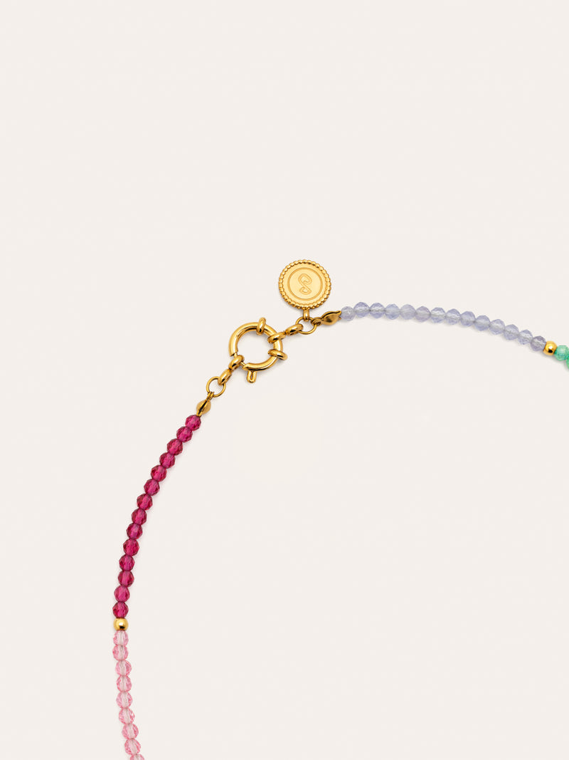 Collier Dye Dots Pastel Acier Plaqué Or