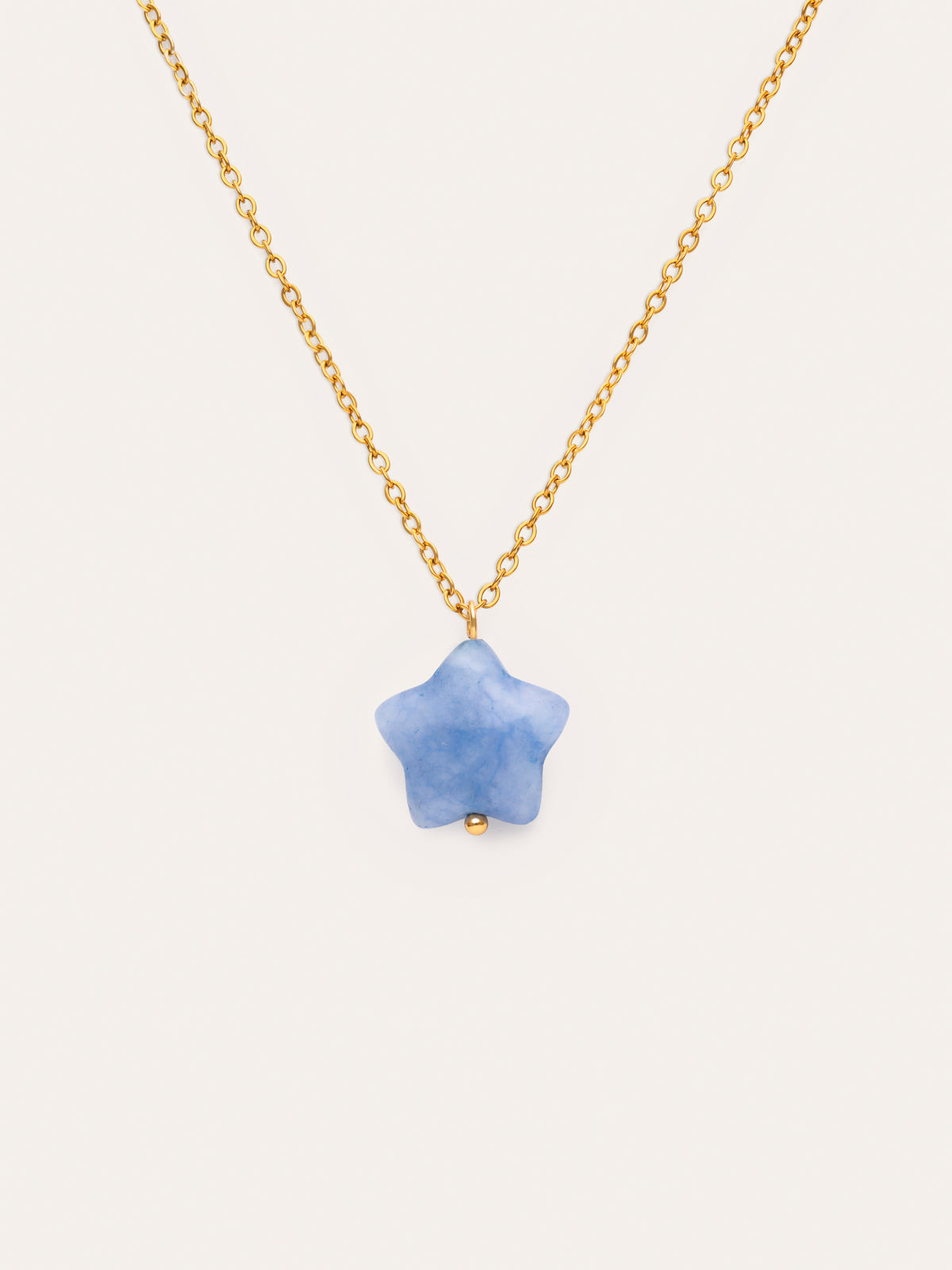 Collier étoile aigue-marine en Acier plaqué or